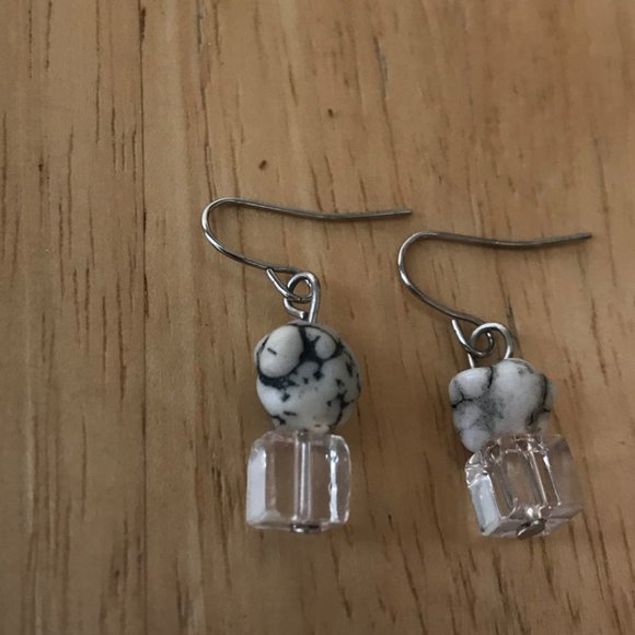 Handmade Faux Stone Earrings Retro One of a Kind - Picture 5 of 5